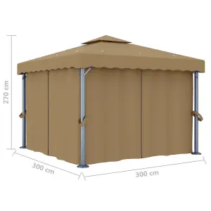 Berkfield Gazebo with Curtain 3x3 m Taupe Aluminium