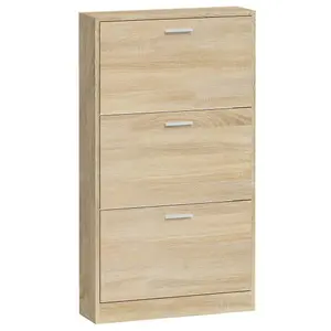 Berkfield Shoe Cabinet Oak 59x17x108 cm Engineered Wood