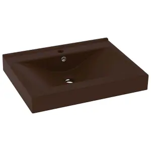 Berkfield Luxury Basin with Faucet Hole Matt Dark Brown 60x46 cm Ceramic