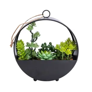 23cm Succulent Artificial plant in Black Metal Pot