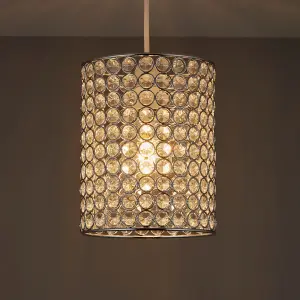 Clear Chrome effect Beaded Light shade (D)16cm