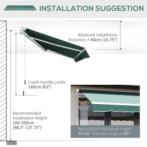 Outsunny Garden Sun Shade Canopy Patio Awning Retractable Shelter Outdoor 5 Size Green