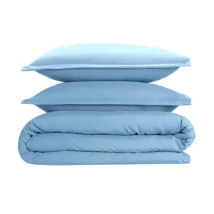 Super Soft 250 TC Microfibre Reversible Plain Duvet Cover Set Sky Blue / Super King Duvet Cover + 2 Pillowcases