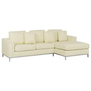 Left-Hand Corner Sofa with Ottoman OSLO Cream Leather Left Hand