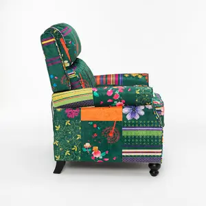 Fabric Green Patchwork Mary Manual Recliner Chair