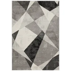 Grey Funky Modern Abstract Geometric Dining Room Bedroom & Living Room Rug-160cm X 230cm