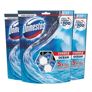 Domestos Power 5 Ocean ToiletRimBlocks for LongLasting Protection 55g, 3Pk