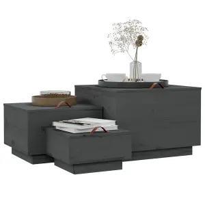 Berkfield Storage Boxes with Lids 3 pcs Grey Solid Wood Pine