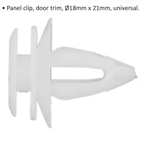 20 PACK White Door Panel Trim Clip - 18mm x 21mm - Universal Vehicle Fitting