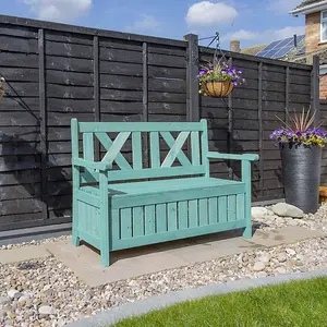 Outdoor Garden Storage Bench - Green