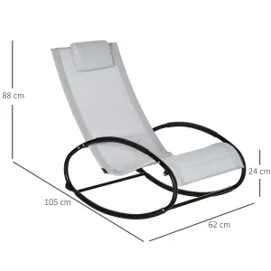 Outsunny Patio Rocking Chair Orbital Zero Gravity Seat Pool Chaise w/ Pillow