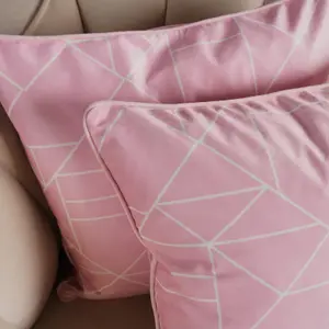 4 Pack Geo Matte Velvet Cushion Covers, Blush - 45 x 45cm