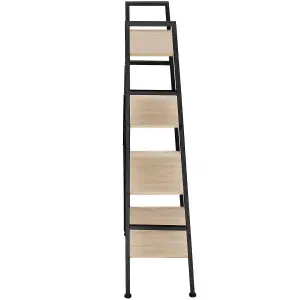 Ladder Shelf Newcastle - industrial style, with 4 shelves, 57.5 x 35.5 x 139 cm - industrial wood light, oak Sonoma