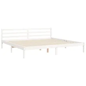 Berkfield Bed Frame with Headboard White Super King Size Solid Wood