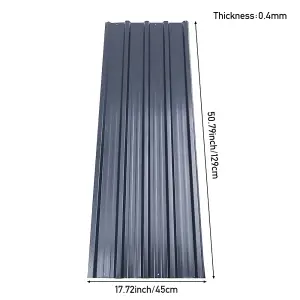 6 Pcs Galvanised Metal Roofing Sheets Grey Coated Wainscoting Panels for Wall & Roof L 129cm W 45cm