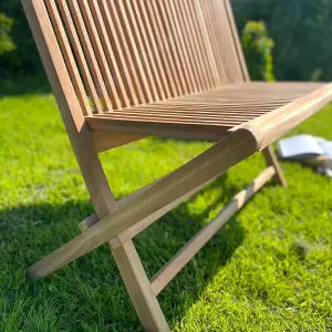 Folding Garden Bench Wooden - Solid Teak Wood - 2 Seater Garden Bench - 100cm