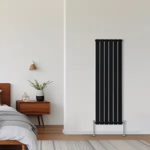 Rinse Bathrooms Vertical Radiators 1600x408mm Flat Panel Column Designer Radiator Black Single Radiators Central Heating