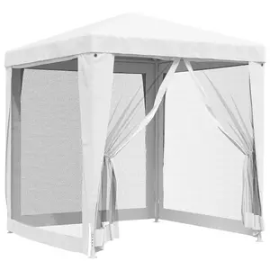 Berkfield Party Tent with 4 Mesh Sidewalls 2x2 m White