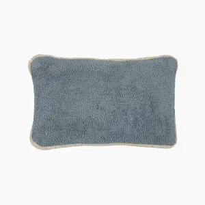 Plush Cushion - Cotton/Boucle - L50 x W30 x H1 cm - Blue