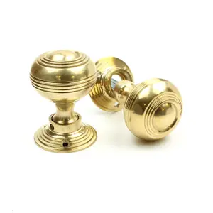 Oakcrafts - Solid Brass Door Knob Set Rings Design - 50mm Diameter