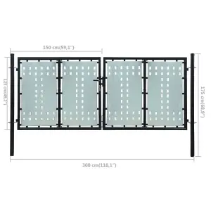 Berkfield Black Double Door Fence Gate 300 x 175 cm