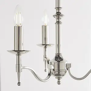 Luminosa Stanford 3 Light Multi Arm Ceiling Pendant Chandelier Polished Nickel, E14