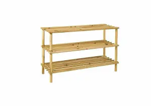 3 Tier Natural Wooden Shoe Rack