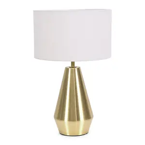 ValueLights Jax Gold Metal Touch Dimmer Table Lamp with White Drum Shade