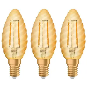 Osram LED Candle 2.5W E14 Vintage 1906 Twisted Extra Warm White Gold (3 Pack)