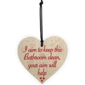 Red Ocean Bathroom Aim Clean Friendship Funny Toilet Soap Hanging Plaque Home Gift Present Sign