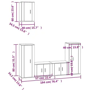 Berkfield 5 Piece TV Cabinet Set High Gloss White Engineered Wood