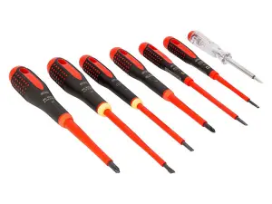 Bahco BE-9887S ERGO VDE Insulated Screwdriver Set - 7 Piece High Voltage Tool Kit