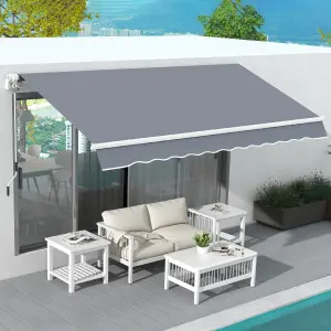 Outsunny Garden Sun Shade Canopy Patio Awning Retractable Shelter Outdoor 5 Size Grey