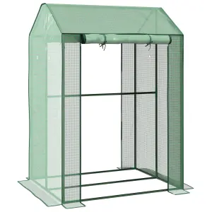 Outsunny 2-Room Greenhouse with 2 Roll-up Doors and Vent Holes, 100x80x150cm