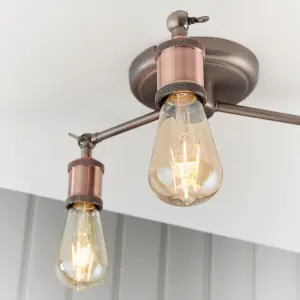 Anson Lighting Portales 3lt Semi Flush light finished in Aged pewter and aged copper plate