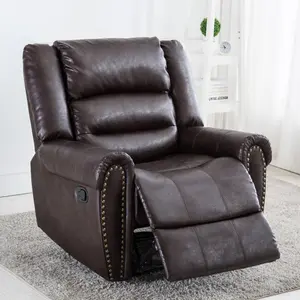 Denver Bonded Leather Recliner Armchair W Stud Sofa Home Lounge Chair Reclining (Brown)