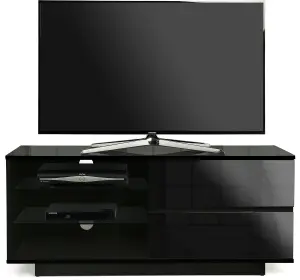 Centurion Supports Gallus Gloss Black with 2-Black Drawers and 2 Shelves up to 55"LED, LCD, Plasma Cabinet TV Stand