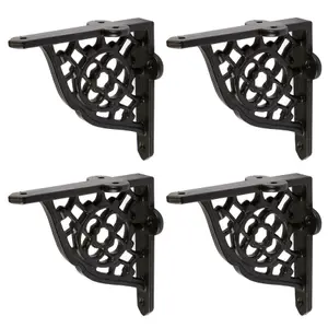 Hammer & Tongs Honeycomb Iron Shelf Bracket - D100mm - Black - Pack of 4