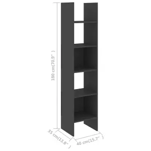 Berkfield Book Cabinet Grey 40x35x180 cm Engineered Wood