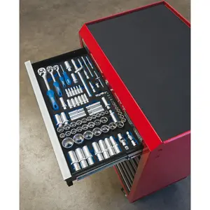 Draper Socket Set in Full Drawer EVA Insert Tray, 1/4", 3/8", and 1/2" (84 Piece) 63540