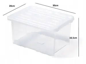 Plastic Storage Box Boxes Lid Handles Food Container Home Kitchen Office Box UK 6 Litres