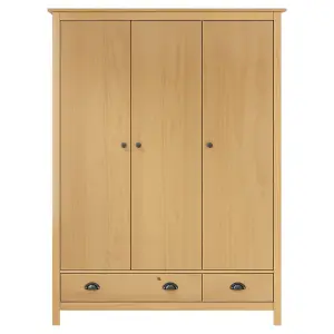 3-Door Wardrobe Hill 127x50x170 cm Solid Pine Wood