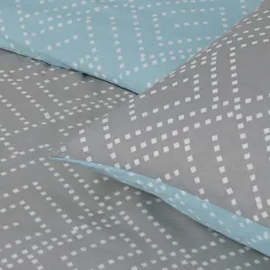 Sleepdown Square Dot Geo Grey Geometric Reversible Duvet Set Quilt Cover Bedding Super king