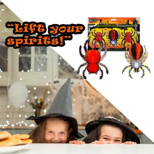 Halloween Spider Hanging Honeycomb Decoration Set of 3 Trick or Treat Party  Red