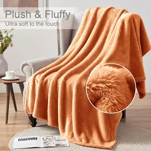 Makilah Sherpa Fleece Throw Fur  Blanket Rust / 150cm H x 130cm W