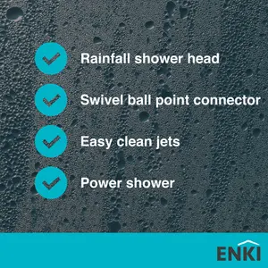 ENKI, R01, 200mm Traditional Fixed Large Shower Head Chrome, Solid Brass, Replacement Shower Head, Round Rose, Rainfall Shower