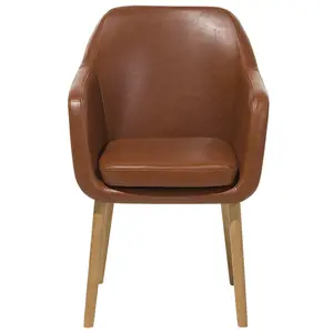 Dining Chair YORKVILLE Faux Leather Golden Brown