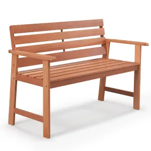 Costway Patio Hardwood Bench Outdoor Loveseat Backyard Wood 2-Seat Chair