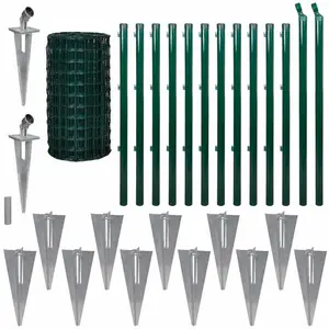 Enos Outdoor Euro Fence Panel Set with Ground Spike Steel Grey / 80cm H x 2500cm W