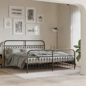 Berkfield Metal Bed Frame without Mattress with Footboard Black 183x213cm